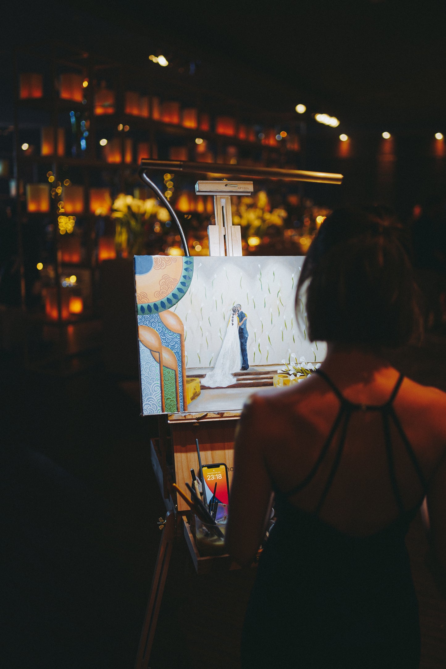 artista pintando ao vivo em casamento em Londrina