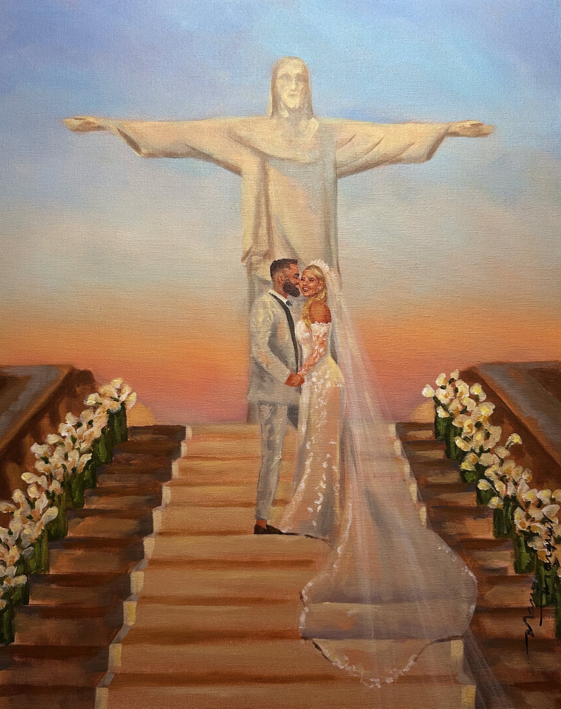 pintura de cerimônia no Cristo Redentor 