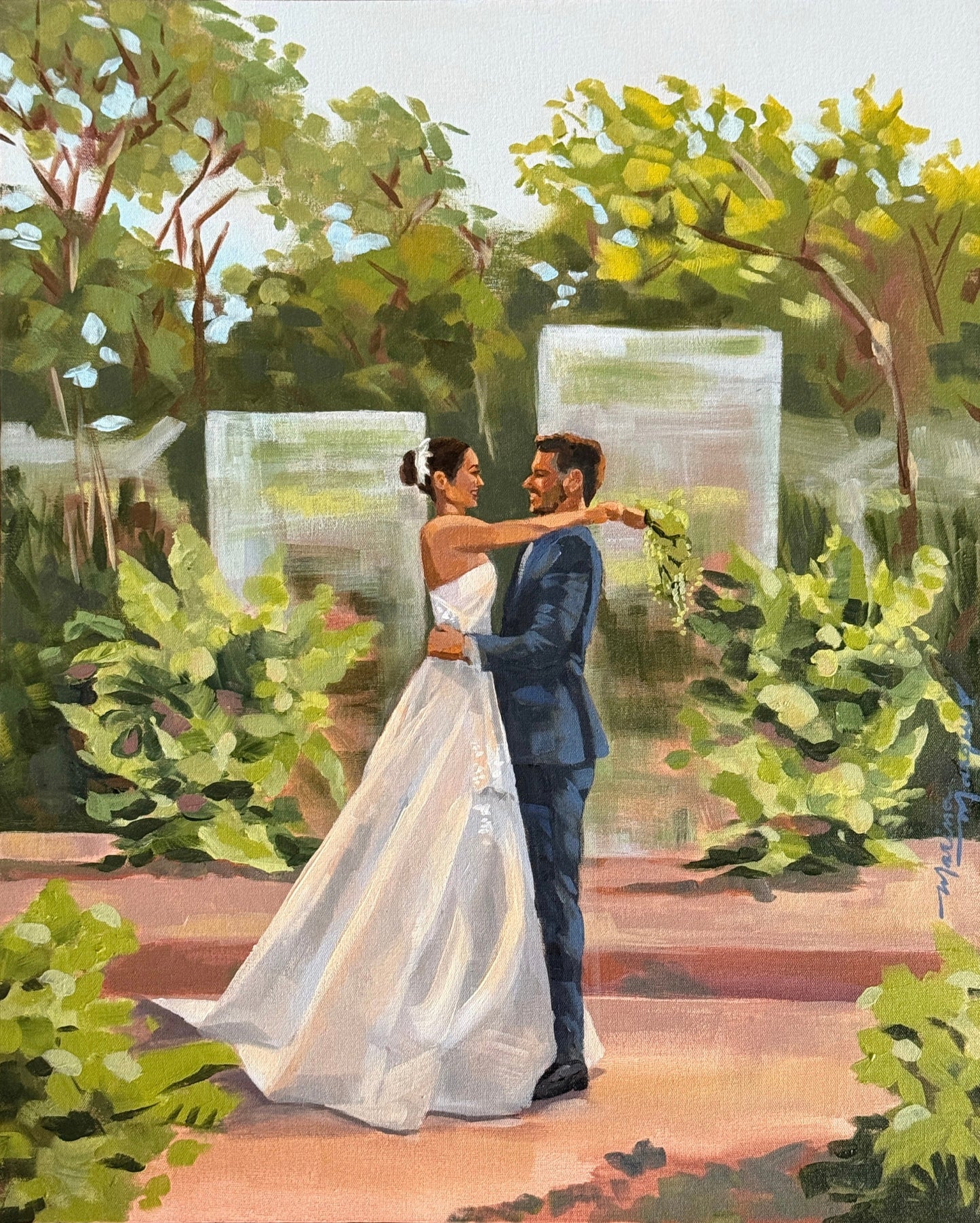 Pintura noivos ao ar livre