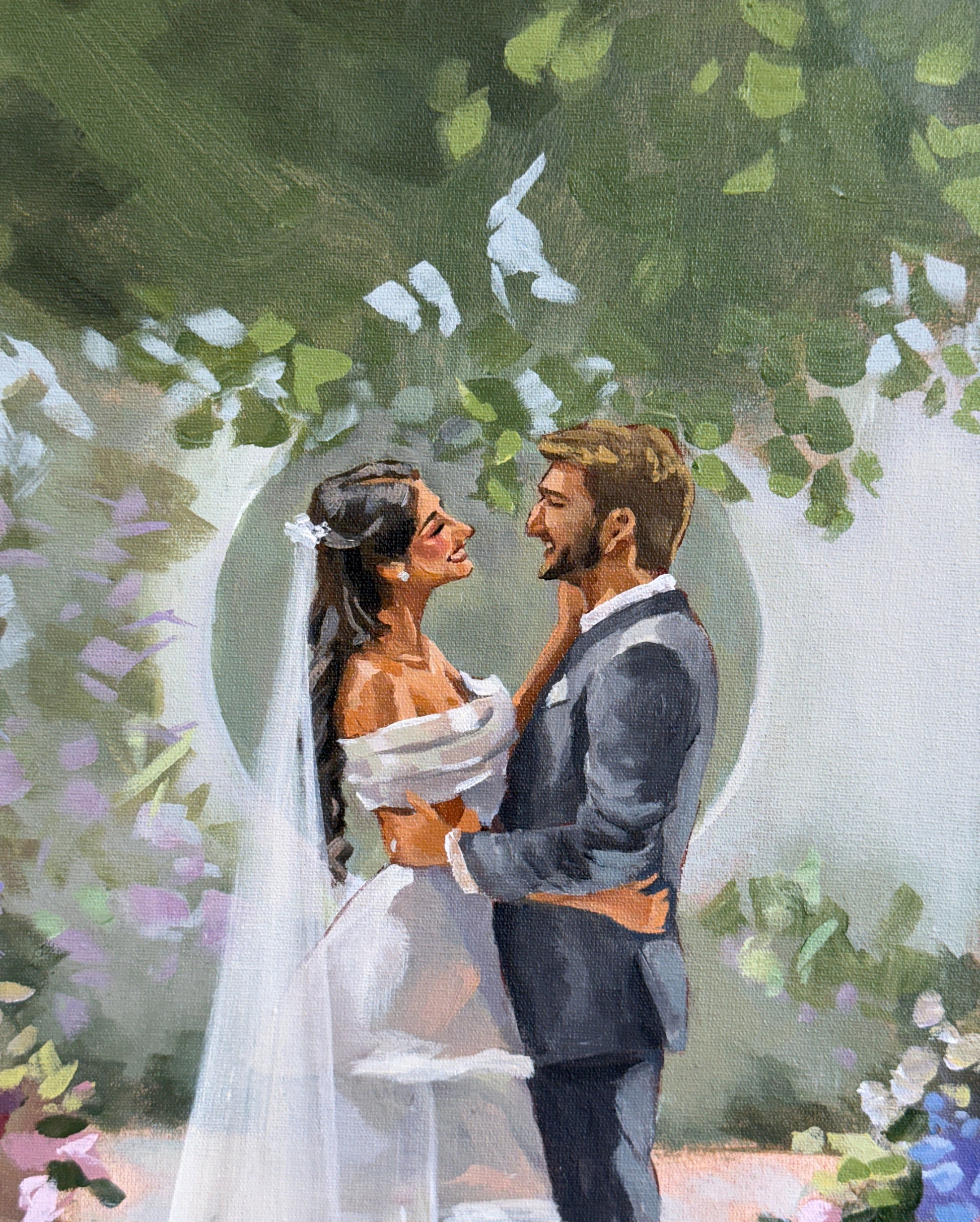 Pintura noivos no altar